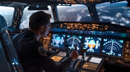 Fototapeta premium Engineers Designing New Cockpit Layouts for Aviation Engineering and Ergonomics