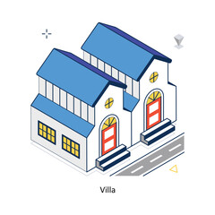 Fototapeta premium Villa concept vector isometric style stock illustration. EPS file