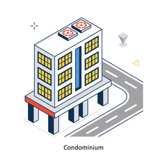 Condominium concept vector isometric style stock illustration. EPS file