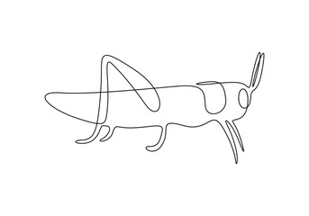 Grasshopper in one continuous line drawing vector illustration. Premium vector