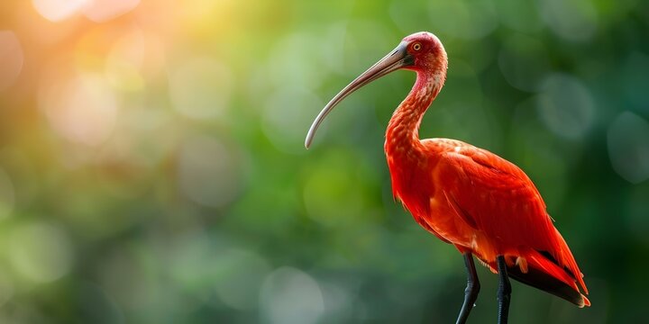 Majestic Scarlet Ibis in Venezuela A Vibrant Red Adult Male. Concept Wildlife Photography, Scarlet Ibis, Bird Watching, Nature Conservation