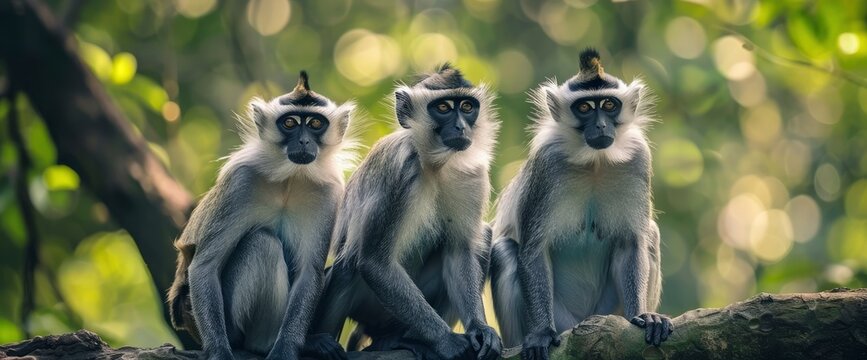 Gray Langurs, Also Known As Sacred Langurs Or Hanuman Langurs, Are Old-World Monkeys,High Resolution, Ultra HD
