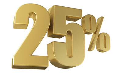 25 Percent Off Sale Gold Number 3D