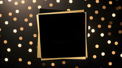 Realistic empty photo frame with bokeh light background. Blank picture frame template. AI generated image