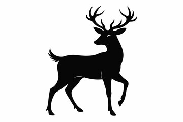 black and white deer silhouette, deer vector illustration, deer silhouette, animal silhouette isolated vector Illustration, png, Funny cute deer, Jumping cartoon deers