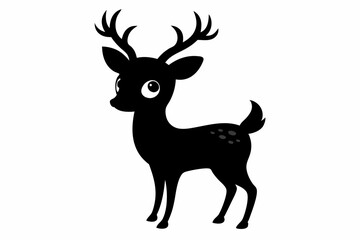 black and white deer silhouette, deer vector illustration, deer silhouette, animal silhouette isolated vector Illustration, png, Funny cute deer, Jumping cartoon deers