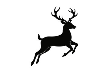 black and white deer silhouette, deer vector illustration, deer silhouette, animal silhouette isolated vector Illustration, png, Funny cute deer, Jumping cartoon deers