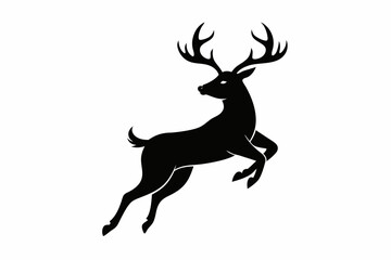 black and white deer silhouette, deer vector illustration, deer silhouette, animal silhouette isolated vector Illustration, png, Funny cute deer, Jumping cartoon deers