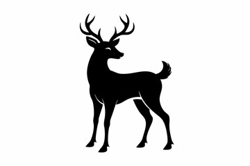 black and white deer silhouette, deer vector illustration, deer silhouette, animal silhouette isolated vector Illustration, png, Funny cute deer, Jumping cartoon deers