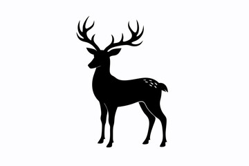 black and white deer silhouette, deer vector illustration, deer silhouette, animal silhouette isolated vector Illustration, png, Funny cute deer, Jumping cartoon deers