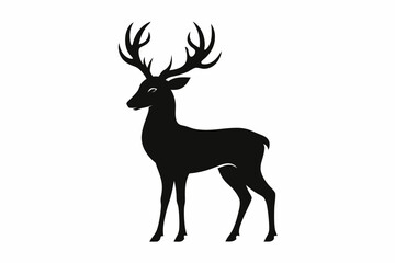 black and white deer silhouette, deer vector illustration, deer silhouette, animal silhouette isolated vector Illustration, png, Funny cute deer, Jumping cartoon deers