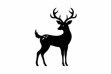 black and white deer silhouette, deer vector illustration, deer silhouette, animal silhouette isolated vector Illustration, png, Funny cute deer, Jumping cartoon deers