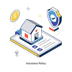 Insurance Policy concept vector isometric style stock illustration. EPS file
