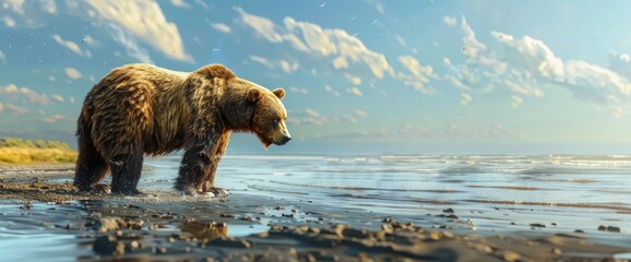 Grizzly Bear On The West Coast Shore,High Resolution, Ultra HD