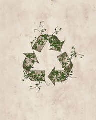 Eco-Friendly Minimalist Recycling Arrow with Green Vines Design Concept