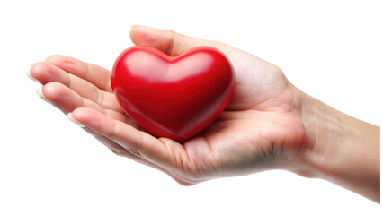 Obraz premium hand holding red heart isolated on transparent background