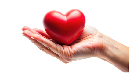 Obraz premium hand holding red heart isolated on transparent background