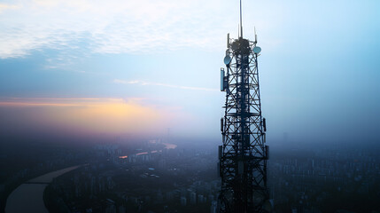 Photorealistic Telecommunication Tower with Elegant White Background