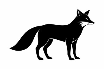 Fototapeta premium black and white fox silhouette, fox vector illustration, fox silhouette, animal silhouette isolated vector Illustration, png, Funny cute fox, Jumping cartoon foxs