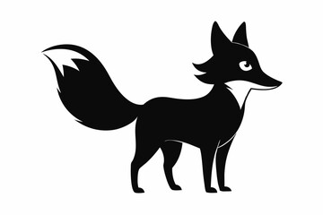 black and white fox silhouette, fox vector illustration, fox silhouette, animal silhouette isolated vector Illustration, png, Funny cute fox, Jumping cartoon foxs