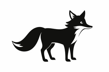 Fototapeta premium black and white fox silhouette, fox vector illustration, fox silhouette, animal silhouette isolated vector Illustration, png, Funny cute fox, Jumping cartoon foxs
