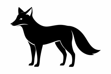 Fototapeta premium black and white fox silhouette, fox vector illustration, fox silhouette, animal silhouette isolated vector Illustration, png, Funny cute fox, Jumping cartoon foxs