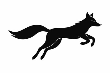 black and white fox silhouette, fox vector illustration, fox silhouette, animal silhouette isolated vector Illustration, png, Funny cute fox, Jumping cartoon foxs