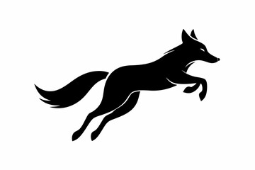 black and white fox silhouette, fox vector illustration, fox silhouette, animal silhouette isolated vector Illustration, png, Funny cute fox, Jumping cartoon foxs