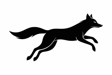 black and white fox silhouette, fox vector illustration, fox silhouette, animal silhouette isolated vector Illustration, png, Funny cute fox, Jumping cartoon foxs