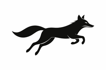 Fototapeta premium black and white fox silhouette, fox vector illustration, fox silhouette, animal silhouette isolated vector Illustration, png, Funny cute fox, Jumping cartoon foxs