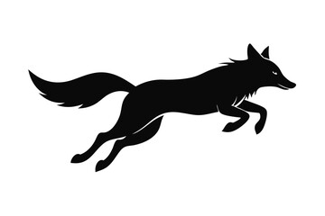 black and white fox silhouette, fox vector illustration, fox silhouette, animal silhouette isolated vector Illustration, png, Funny cute fox, Jumping cartoon foxs