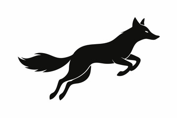 black and white fox silhouette, fox vector illustration, fox silhouette, animal silhouette isolated vector Illustration, png, Funny cute fox, Jumping cartoon foxs