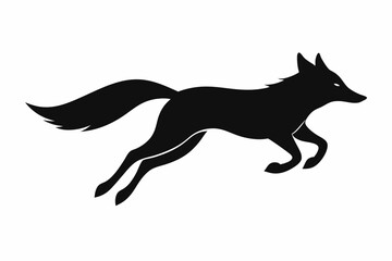 black and white fox silhouette, fox vector illustration, fox silhouette, animal silhouette isolated vector Illustration, png, Funny cute fox, Jumping cartoon foxs