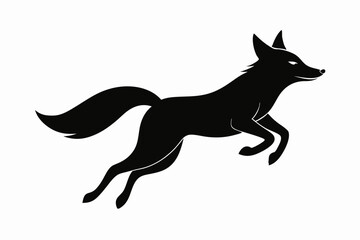 black and white fox silhouette, fox vector illustration, fox silhouette, animal silhouette isolated vector Illustration, png, Funny cute fox, Jumping cartoon foxs