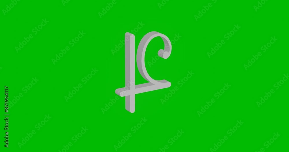 Poster animation of rotation of a white jupiter astrological symbol with shadow. simple and complex rotatio
