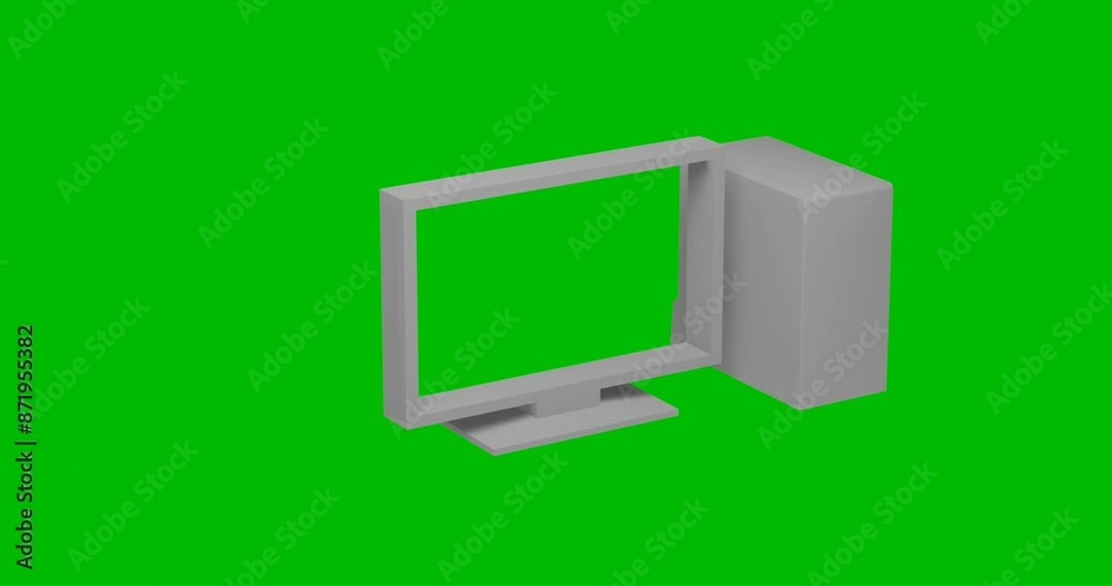 Poster animation of rotation of a white desktop symbol with shadow. simple and complex rotation. seamless l