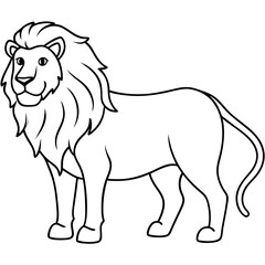 Lion cartoon illustration isolated on white background with animal vector silhouette sketch