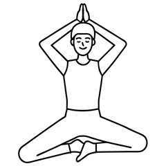 Yoga pose silhouette of a person meditating, illustration in vector style