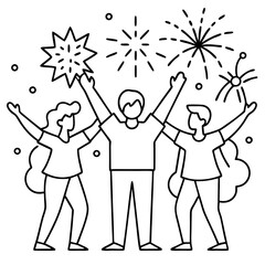 A happy cartoon family illustration with parents and kids, perfect for celebrating love and fun
