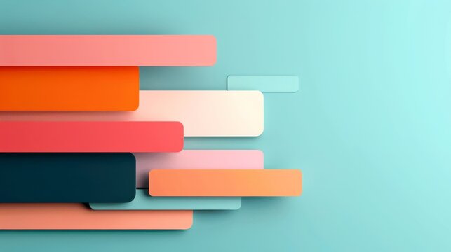 Modern abstract background with colorful overlapping rectangles on a turquoise backdrop. Perfect for graphic design and presentations.