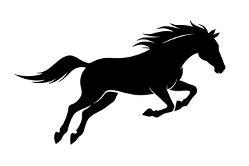 black and white horse silhouette, horse vector illustration, horse silhouette, animal silhouette isolated vector Illustration, png, Funny cute horse, Jumping cartoon horses