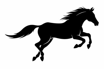 black and white horse silhouette, horse vector illustration, horse silhouette, animal silhouette isolated vector Illustration, png, Funny cute horse, Jumping cartoon horses