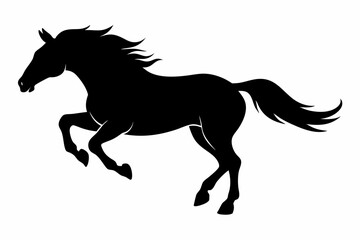 Obraz premium black and white horse silhouette, horse vector illustration, horse silhouette, animal silhouette isolated vector Illustration, png, Funny cute horse, Jumping cartoon horses