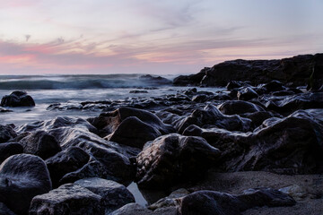Rocky coast at sunset
