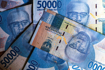 Indonesian bank notes of fifty thousand rupiah 