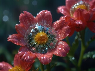 red and yellow dahlia