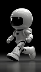 Illustration of various action figures, white plastic on a black background.