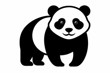 black and white panda silhouette, panda vector illustration, panda silhouette, animal silhouette isolated vector Illustration, png, Funny cute panda, Jumping cartoon pandas