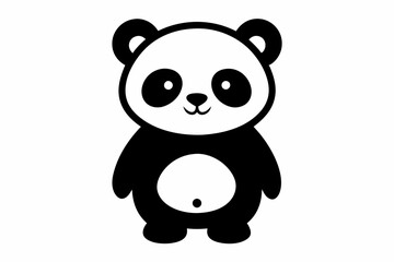 black and white panda silhouette, panda vector illustration, panda silhouette, animal silhouette isolated vector Illustration, png, Funny cute panda, Jumping cartoon pandas