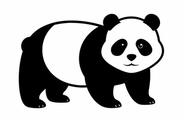 black and white panda silhouette, panda vector illustration, panda silhouette, animal silhouette isolated vector Illustration, png, Funny cute panda, Jumping cartoon pandas